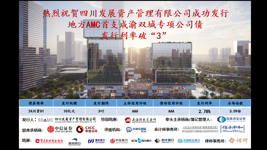 看好雙城經(jīng)濟(jì)，發(fā)行利率破“3”—川發(fā)資管成功發(fā)行成渝雙城專項(xiàng)公司債